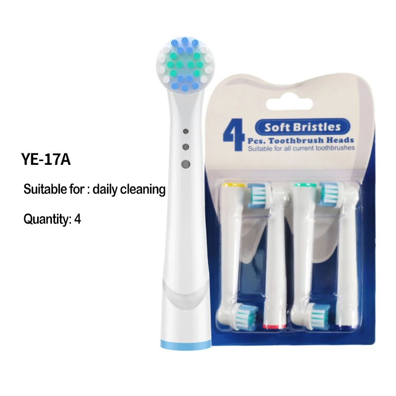 4 Thay Thế Đầu Bàn Chải Đánh Răng Cho Răng Miệng B Vệ Sinh Răng Miệng Chéo Chỉ Hành Động Chính Xác Lông Mềm Điện Bàn Chải Đánh Răng Đầu