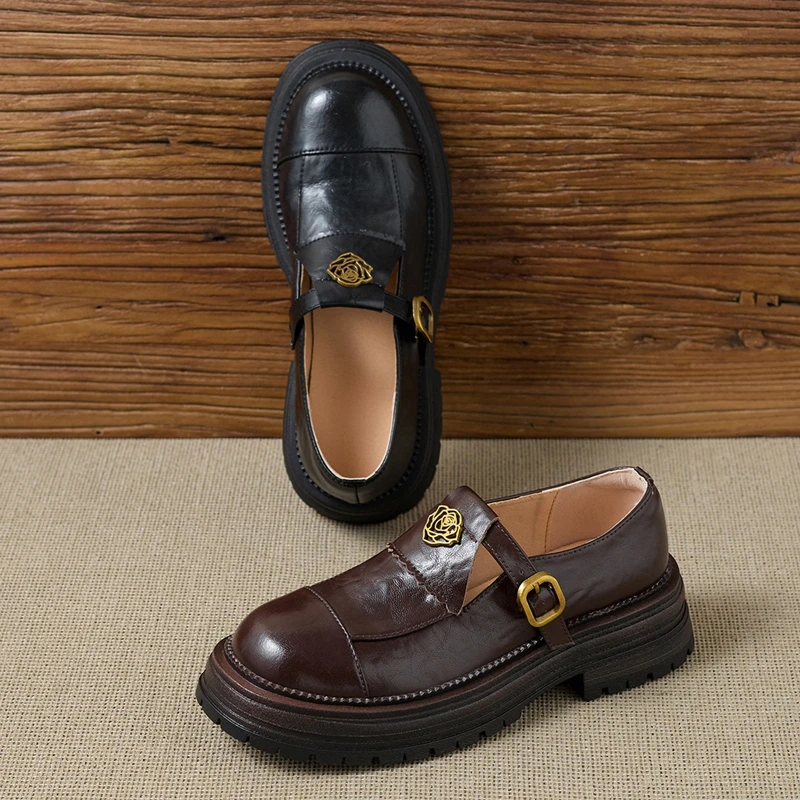 

AIYUQI 2026 Women's Loafers shoe Thick-soled, non-slip formal women shoes Plus-size female leather shoes for spring and autumn