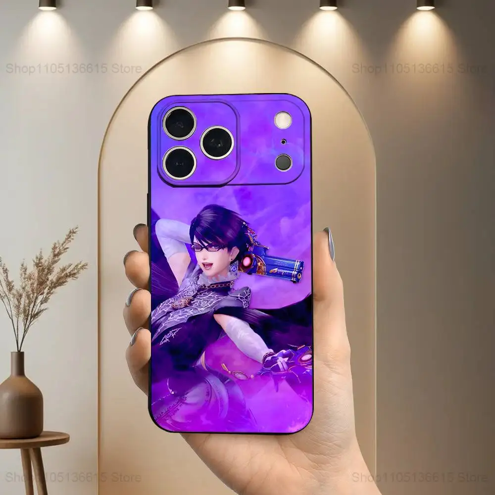 Gioco B-BAYONETTA-ES Custodia fantastica per iPhone 17,16,15,14,13,12,11 Air,Plus,Pro Max, XS,X,XR,SE,Mini,8,7, Cover morbida in silicone nero