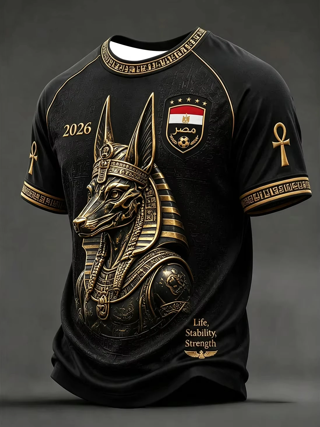 2026/27 Men's New Egyptian Football Training Shirt with 3D Print, Breathable and Moisture-Wicking T-Shirt for Family Use Y2k