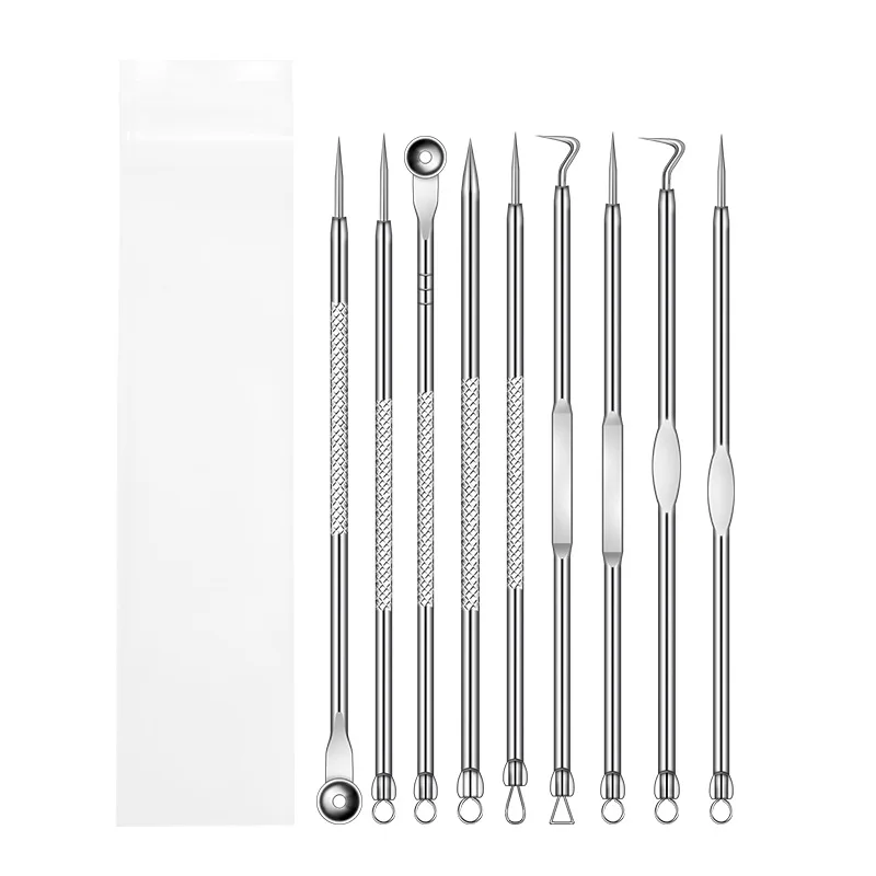Roestvrijstalen acne-naaldclip met dubbele kop Verwijderen van acne-mee-eters Beauty Tool Set Mee-eters verwijderen met acne-naalden