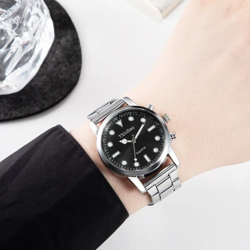 남성용 럭셔리 손목시계 패션 아날로그 쿼츠 시계 스테인리스 스트랩 남성용 손목시계 캐주얼 시계 남성용 시계