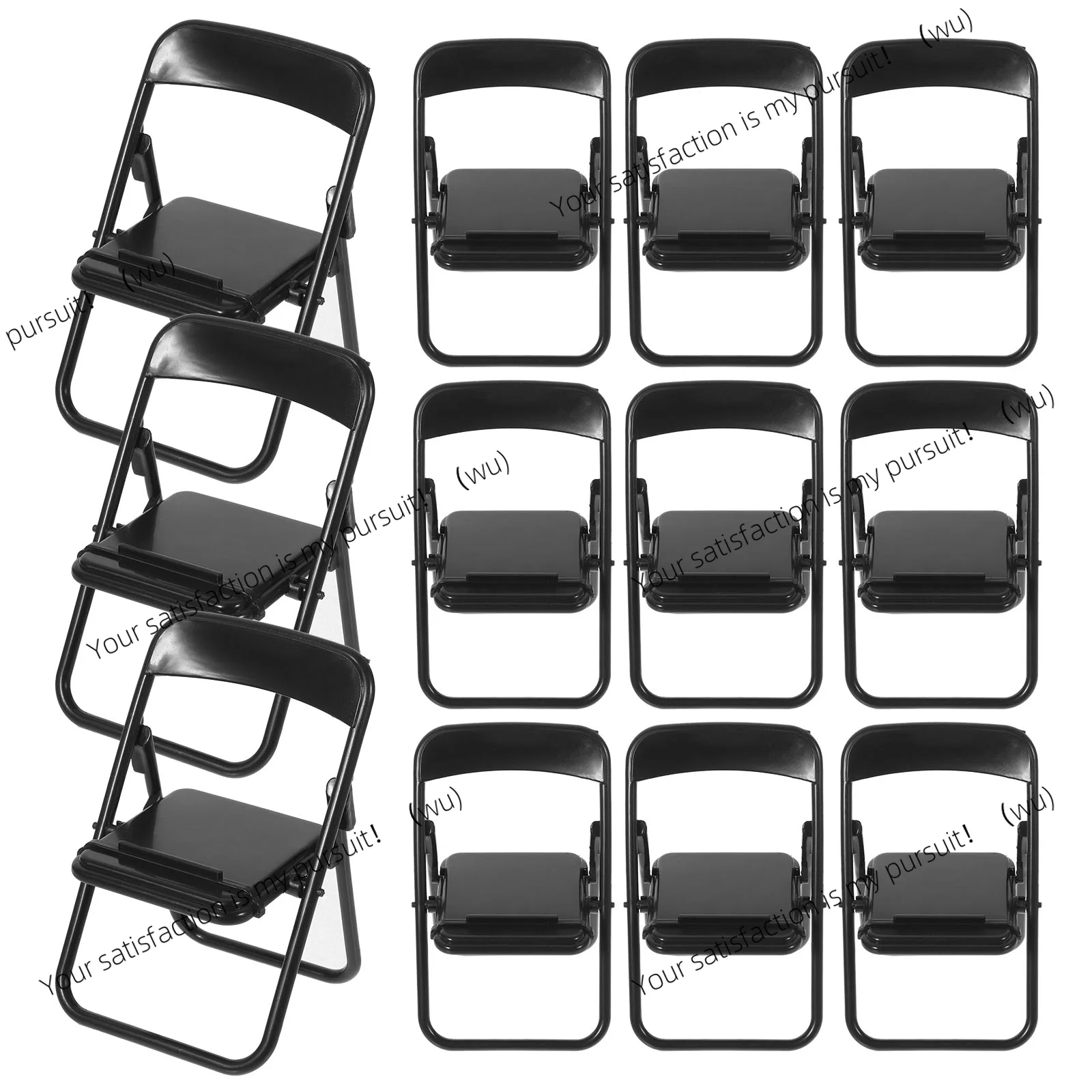 12 Pcs Folding Chair Tiny Figurine Miniature Model Photo Props Table Furniture Tablet Stands House