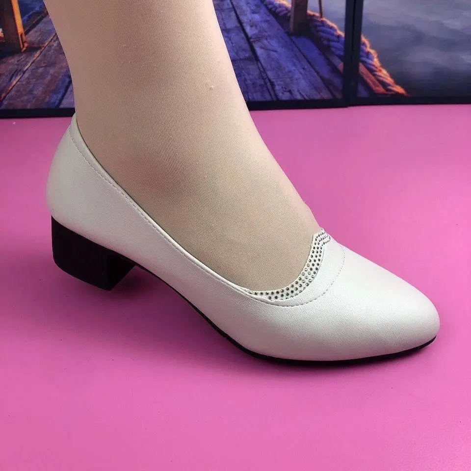 Woman Pumps Red Formal Moccasins Shoes for Women Chunky Heels Block Heel Designer Luxury Comfortable 2025 Fashion Elegant Style