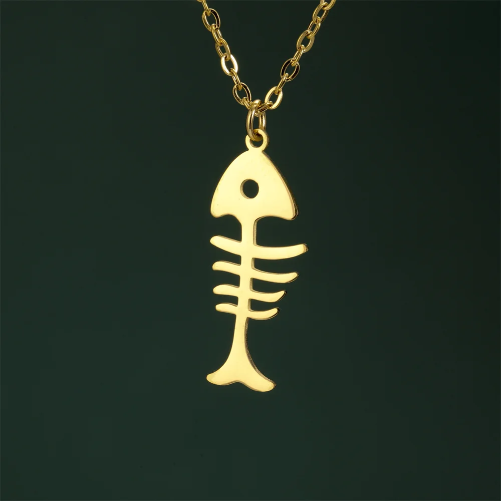 My Shape Katzen-und Fischgräten Anhänger Halsketten für Frauen Mädchen Kätzchen Tiere Charms Halskette Halsreif Edelstahl Schmuck – Detail 22
