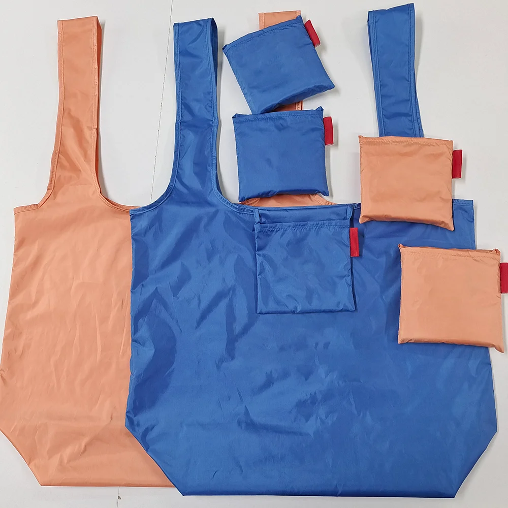 Hot Promotional Eco-friendly Large Capacity Polyester Storage Bag Recycled Lightweight Folding Shopper Bag with Custom Print