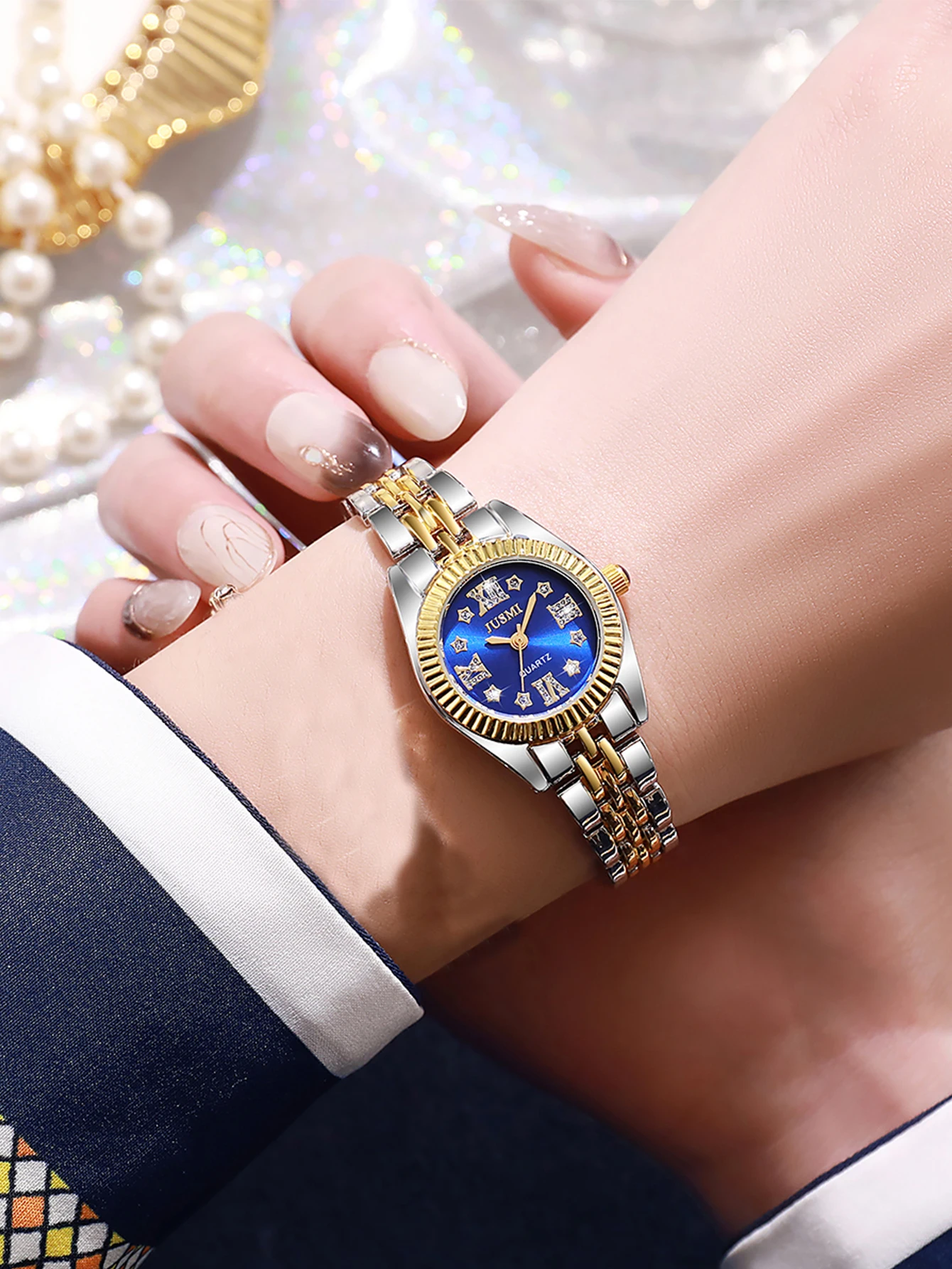 أزياء السيدات الأرقام الرومانية الهاتفي قلادة الدب الصغير المحفوظ زهرة 3 قطع مجموعة هدية مربع مجموعة #4