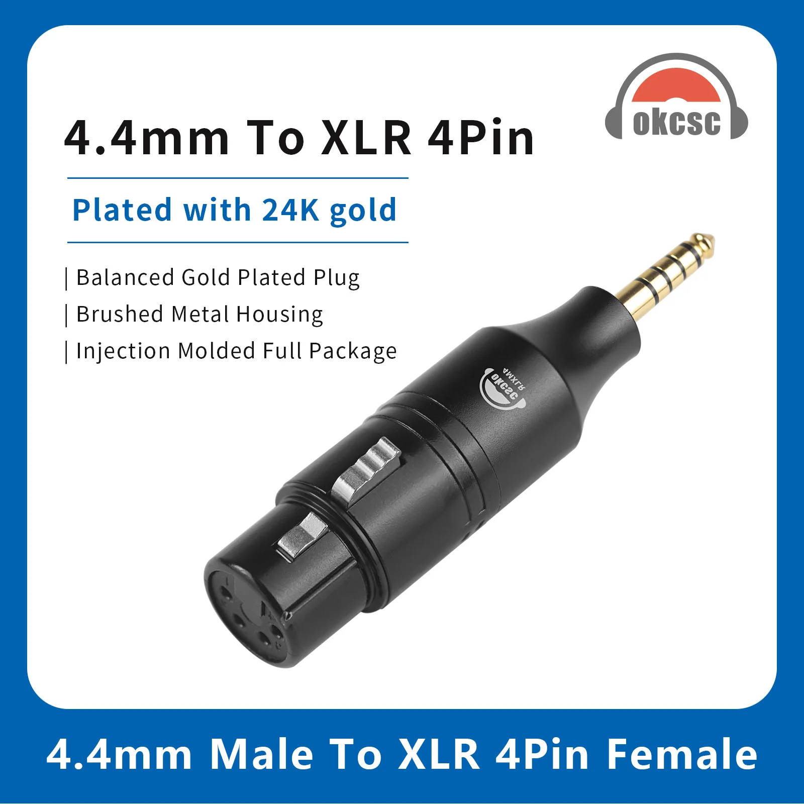 

OKCSC 4.4mm Male to XLR 4 PIN Feamle Audio Adapter for Sennheiser HD800/HD600/HD650/Beyerdynamic T1 3rd GenerationDT 1990 Pro