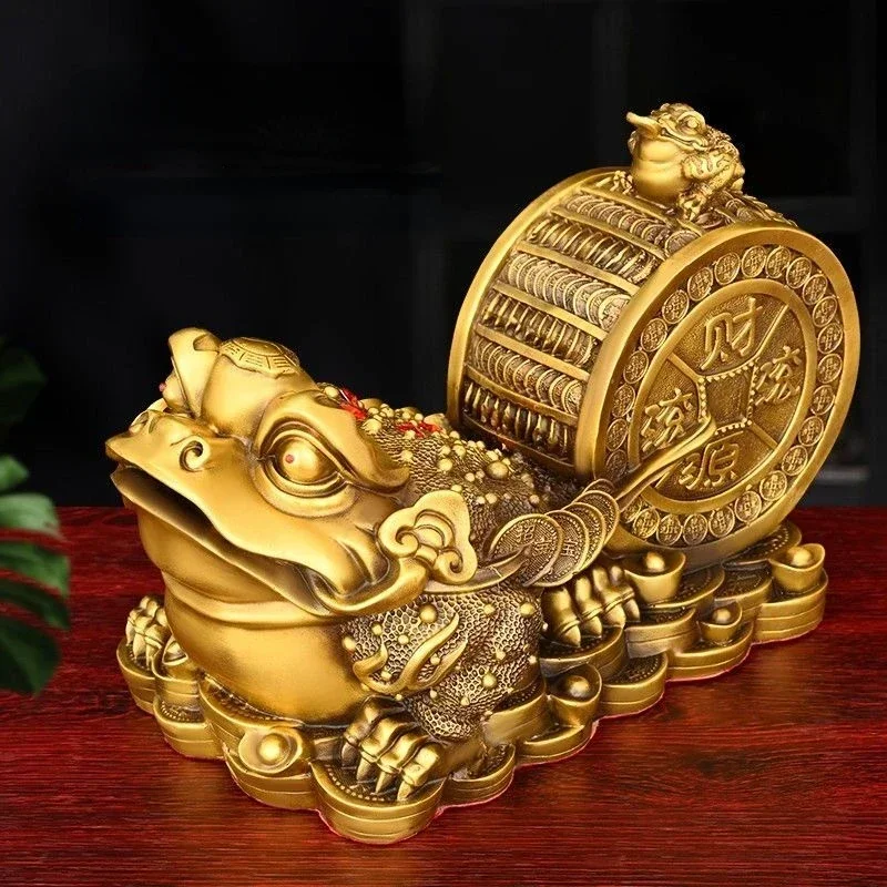 

Lucky Copper Golden Toad Ornament Pulling Wealth Three-legged Toad Home Living Room Office Decor