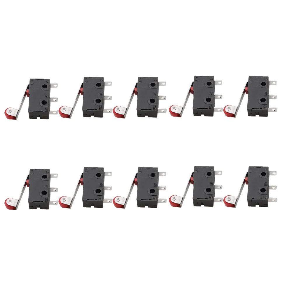 Micro Limit Switch KW12-3 AC 250V 5A SPDT 1NO 1NC Micro Switch Normally Open Close Limit Switch with Roller Lever Arm Black