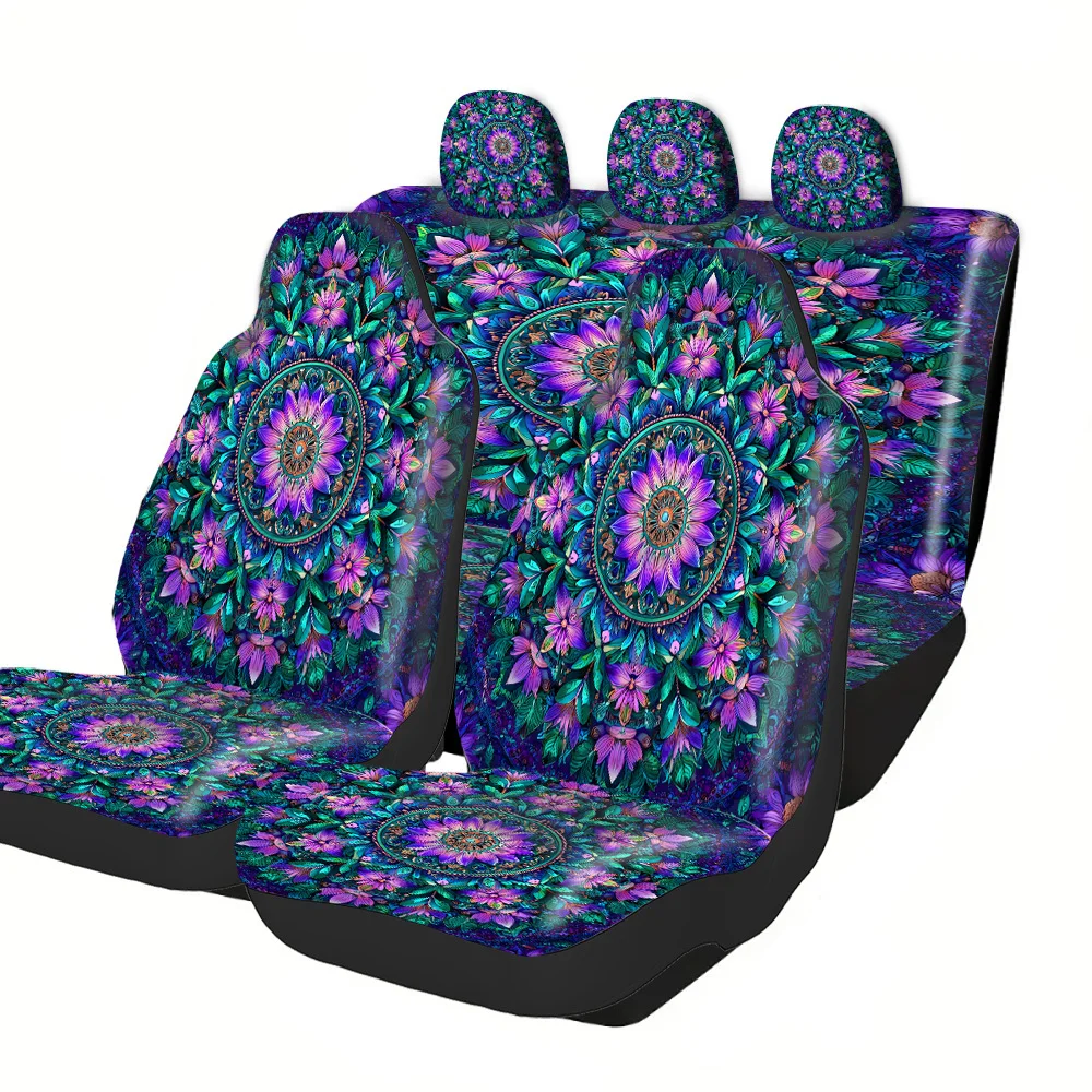 2-5 Seat Set Car Seat Covers, Exquisite Symmetrical Mandala Pattern, Heavy-Duty, Fit For All Vehicles Truck SUV Off-road Car, F