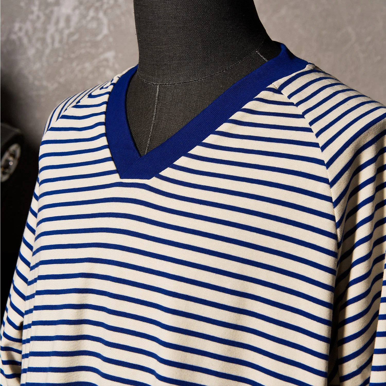 Heavyweight American Retro Shirt 2025 Breton Stripe V-neck Vintage Washed Top