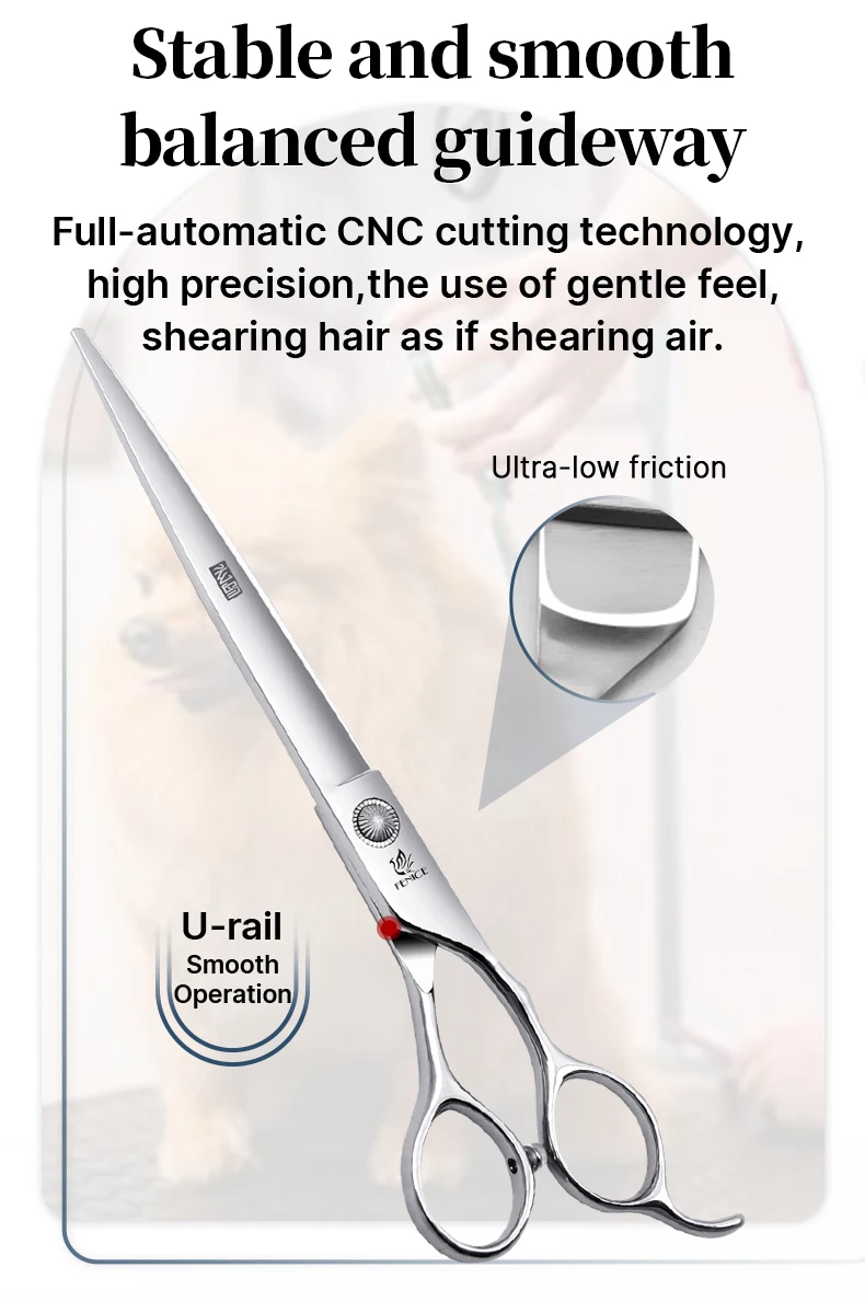 Fenice Professional Home Pets Grooming Set 6/6,5/7/7,5 Zoll Lagerschraube gerade gebogene Effilierschere für Hunde/Katze – Detail 13
