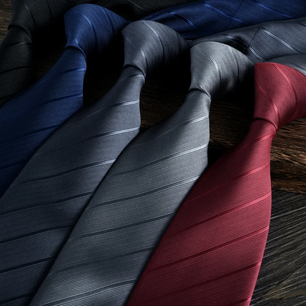 

Tie for men's formal wear, business monochrome stripes, plain wine red, winter new styles in large quantities, hand printed 8c