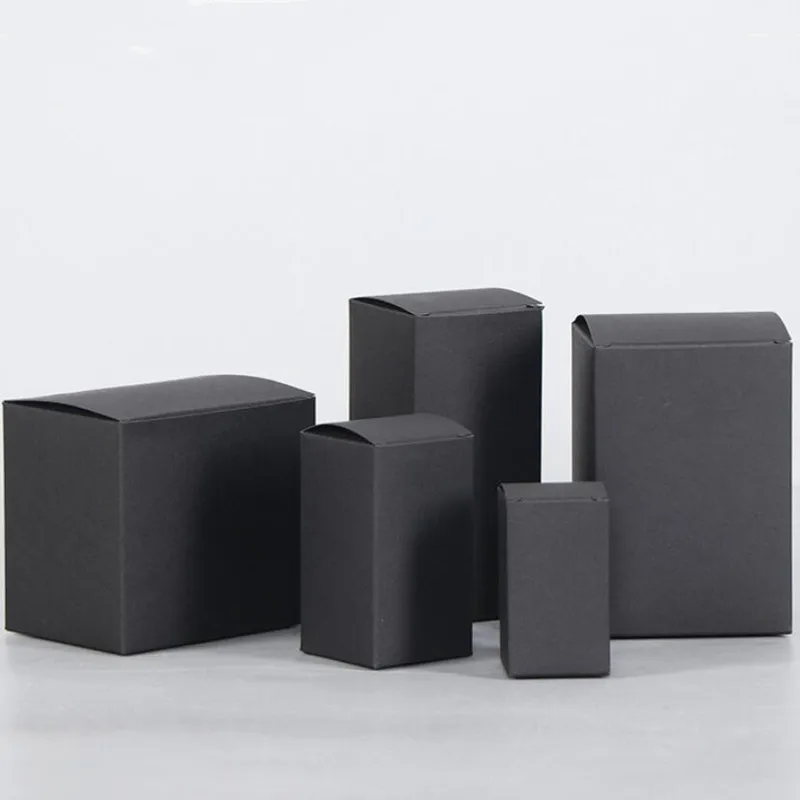 Black CardPaper Box 350gsm DIY Package For Toy Jewelry Gifts Glass Bottles Tubes Jar 50Pcs/pcs W*W 3 4 5 6 7 8 9 10 H 3~23cm