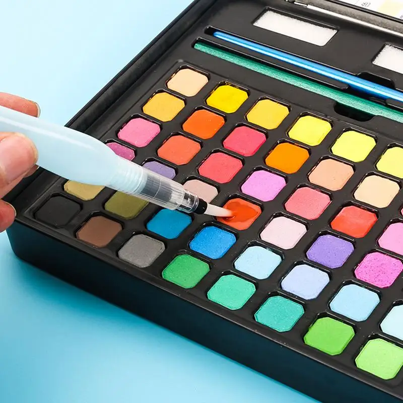 Water Colors Paint Set Kids 48 Colors Solid Sketching Pastels Set Sketching Palette Travel Art Kit Painting Supplies For Adult