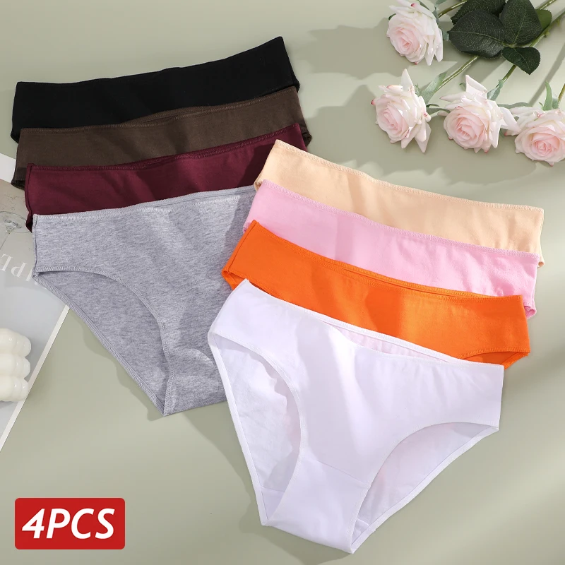 4 Stück Baumwolle BH-Unterwäsche Damen nahtlose Höschen sexy niedrige Slips weibliche elastische bequeme Dessous Unterhose