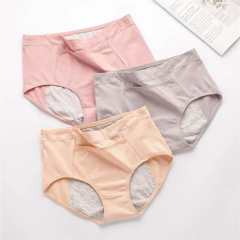 Women's Menstrual Pocket Physiological Underwear Period Leak-Proof Widened Cotton Crotch High Waist Sanitary Panty