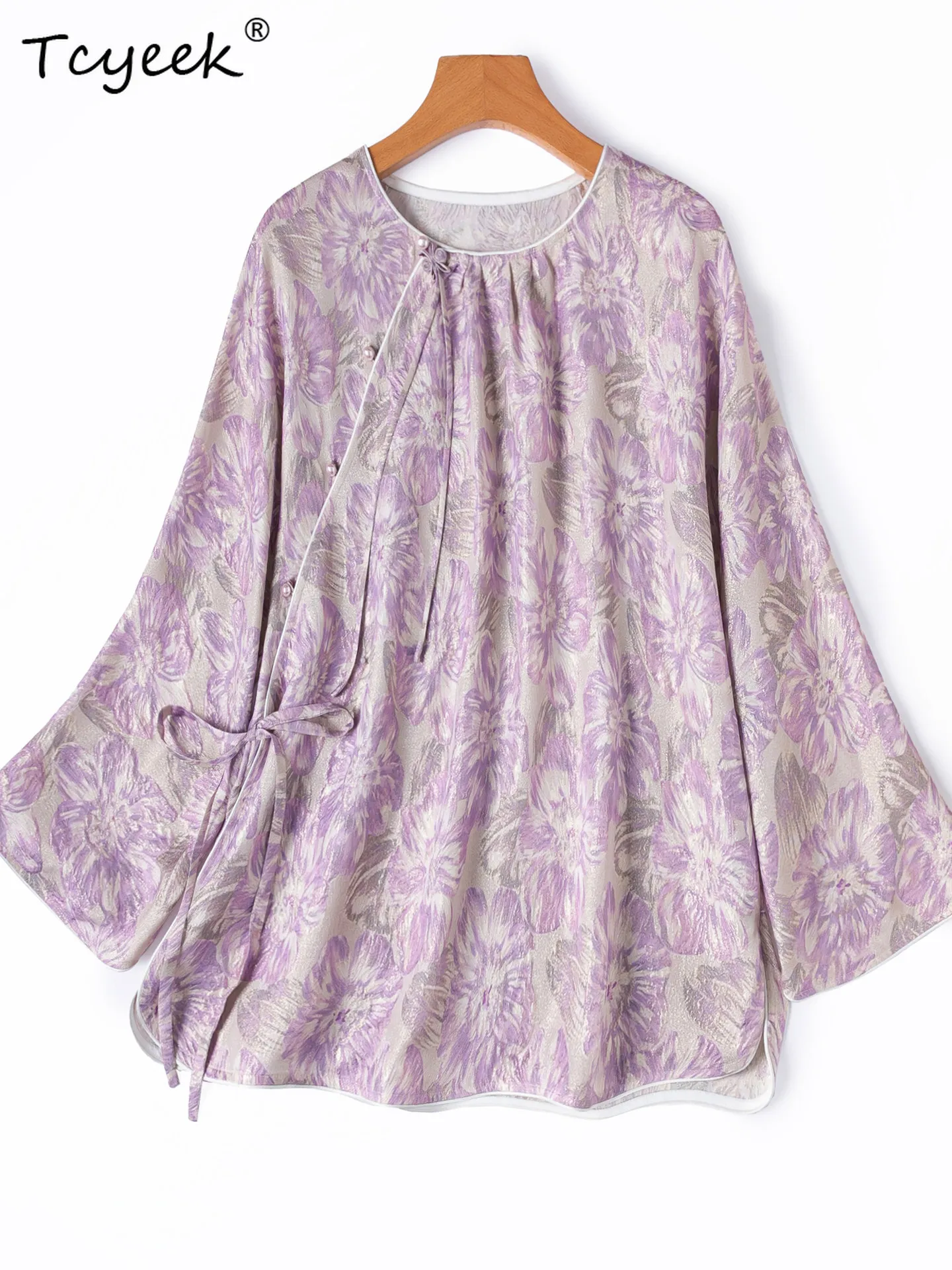 

Tcyeek 100% Real Mulberry Silk Shirt Women Spring Summer Clothes 2026 Elegant Women's Shirts Loose Fit Top Casual Camisa Mujer