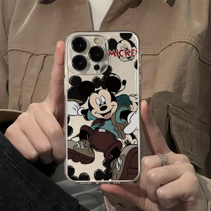 Cute Cartoon Mikey Minnie Phone Case For VIVO  Y75 Y03 Y36 Y100 Y17s Y76 Y22s Y16 Y50 Y21 Y20 V29 V23e V21e 5G Transparent Cover