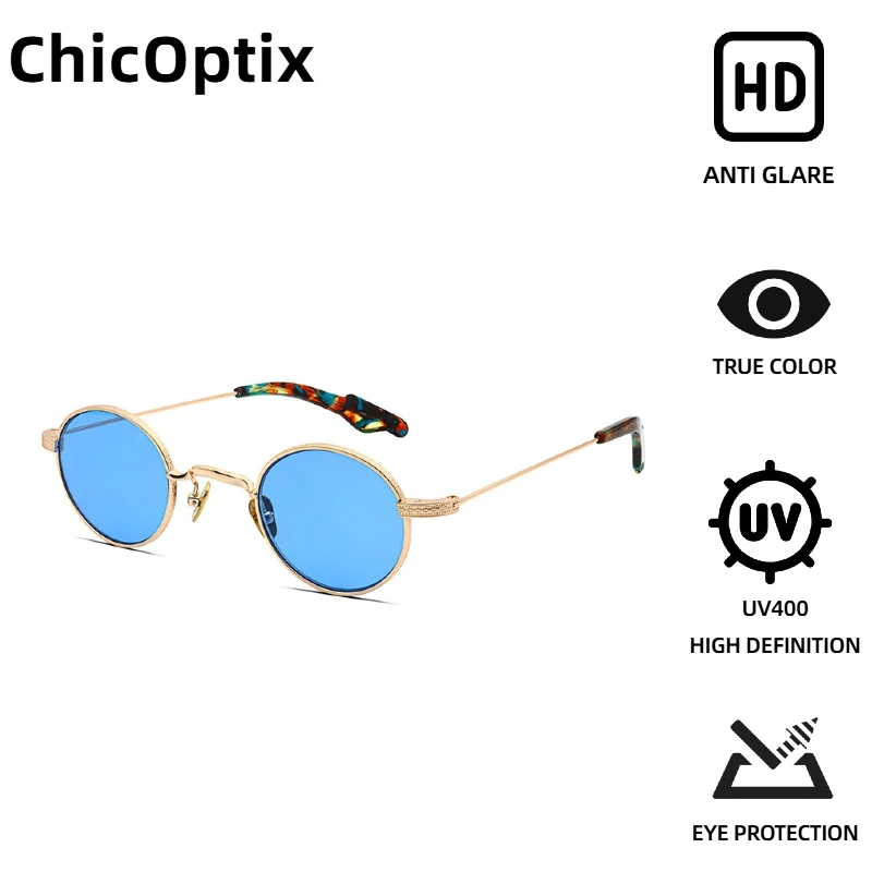 

ChicOptix Ретро маленькие круглые модные солнцезащитные очки UV400 женские и мужские модные роскошные дизайнерские сверхлегкие титановые солнцезащитные очки с нейлоновыми линзами