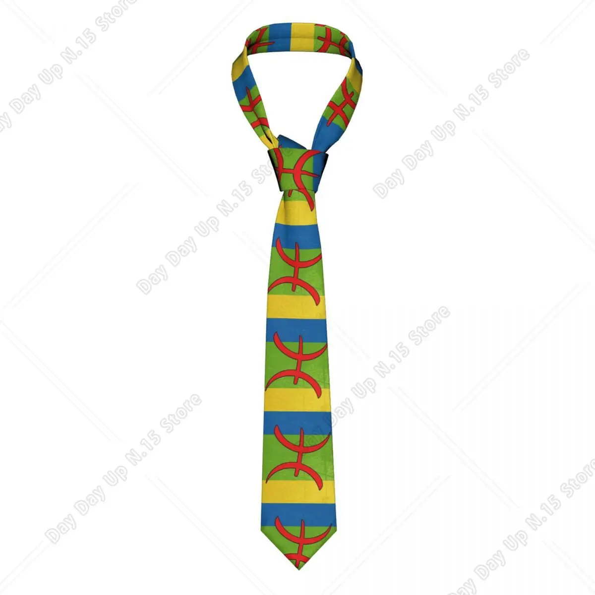 Classic Vintage Amazigh Flag Necktie Men Customized Silk Berber Tifinagh Logo Office Neck Tie