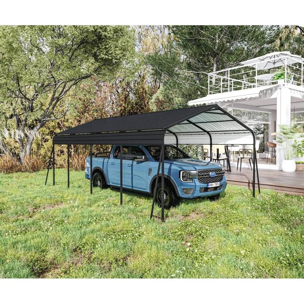 

Carport, металлический автомобильный порт 12x20, сверхмощный металлический навес для хранения на открытом воздухе, многофункциональный гаражный навес, комплект Carport с гальваническим покрытием