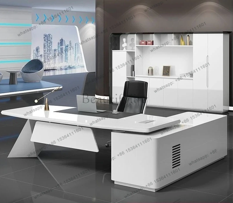Painted Executive Desk and Chair Set, President's Desk, Simple Modern Office Furniture
