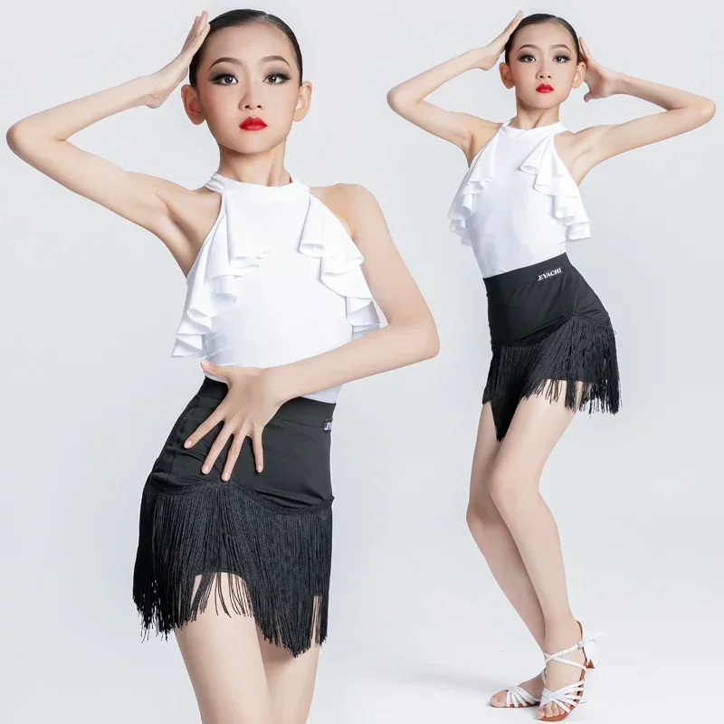 

Latin Dance Training Clothes for Girls Xia Professional Dance Performance Clothes New Style Children's Backless Black and White