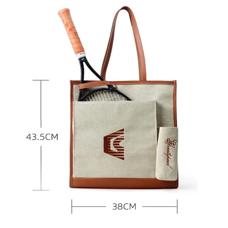 Adults Youth RH1 Tennis Tote Bag Portable Badminton Squash Tennis Racquet Bag Linen PU Fitness Gym Cloth Tennis Racket Handbags