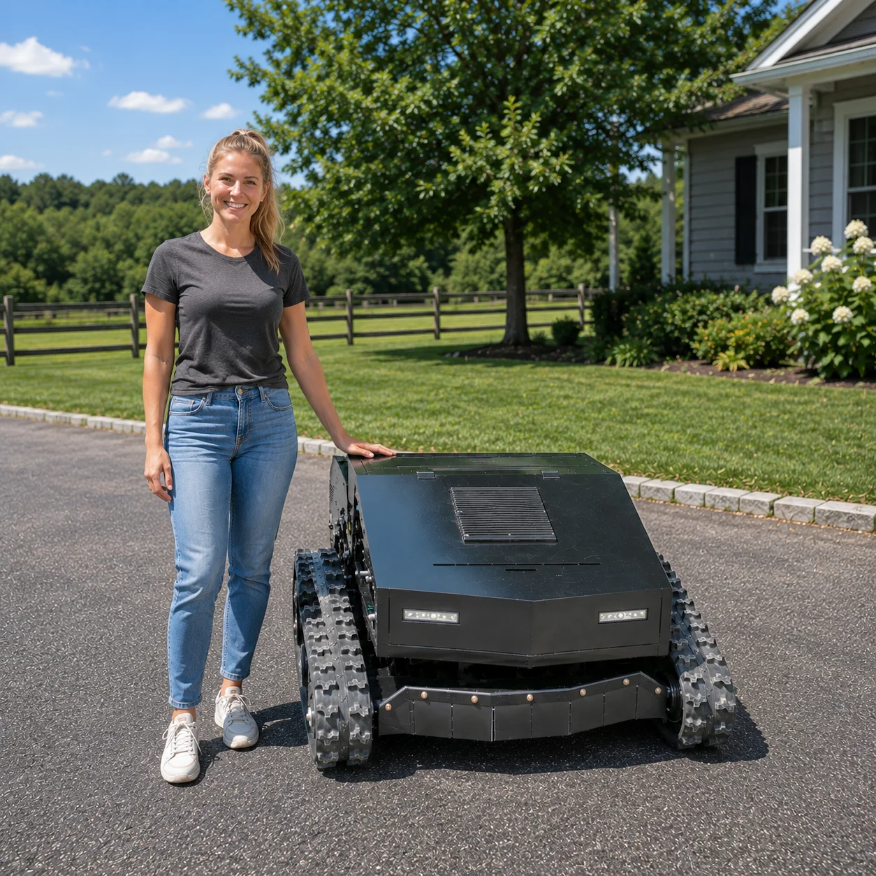 Custom RC Lawn Mower Remote Control Crawler Grass Cutter Brush Cutter for Garden Lawn Hillside Rough Terrain