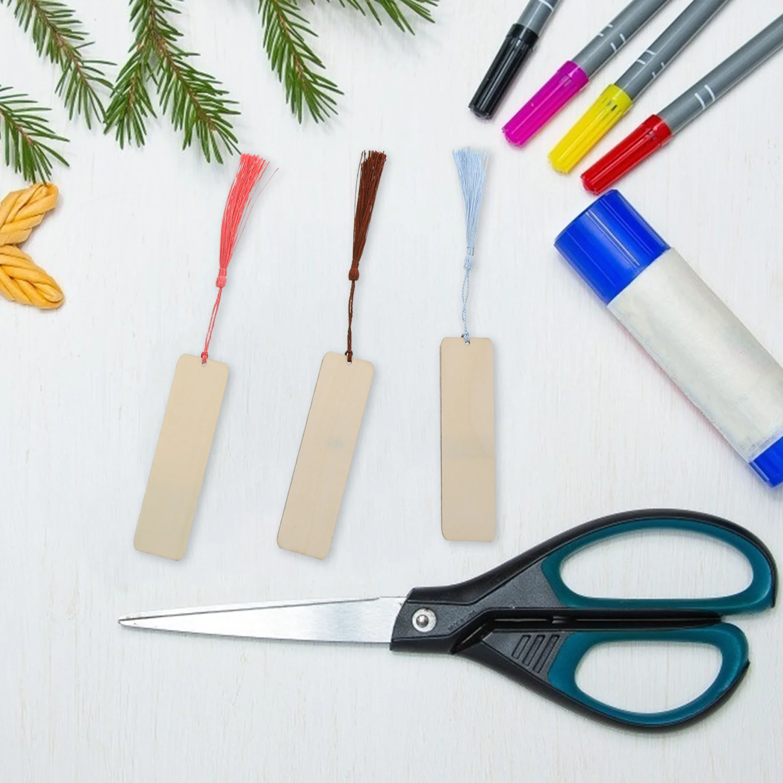 1Set Wooden Bookmark Blank DIY Delicate Tassels Craft Supplies Graffiti Painting for Reading Gift Creative Page Markers