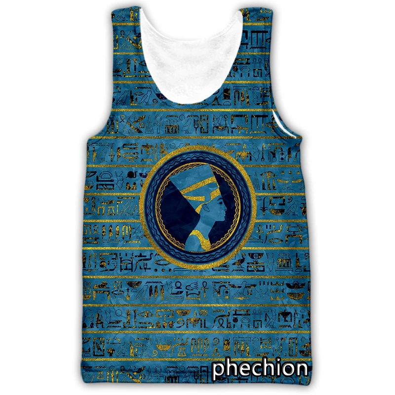 

phechion New Fashion Men/Women Egyptian Pharaoh 3D Printed Sleeveless Vest Streetwear Men Loose Sporting Tank Tops A79