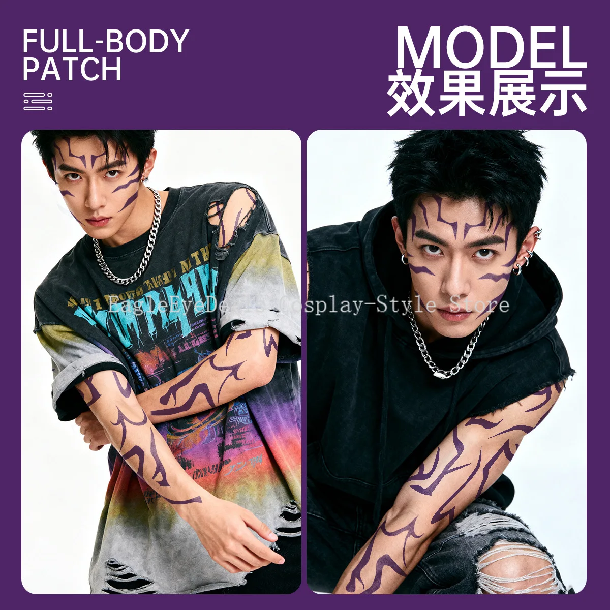 8PCS KPop Dämon Jäger Cosplay Requisiten Temporäre Tattoo Set Rumi Jinu Muster HUNTR/X Saja Jungen Haloween Cosplay Unisex tattoos