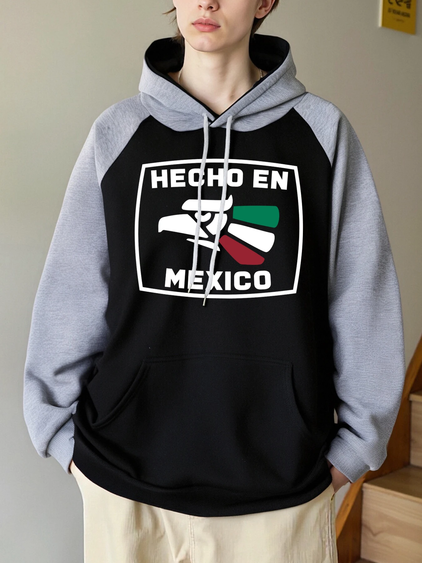 Hecho En Mexico Design Männer Raglan Hoodie Oversize Mode Hoody Herbst Bequeme Streetwear Fleece Casual Kleidung All-Match