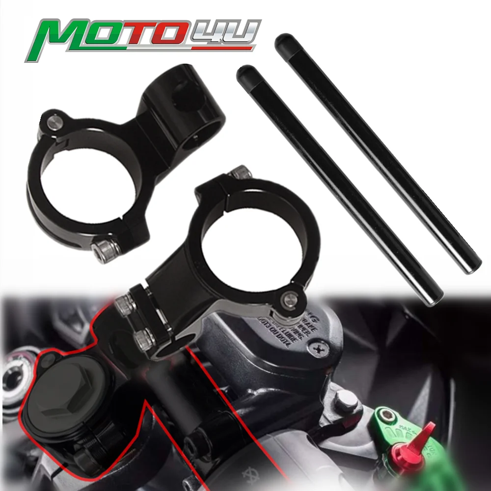 Motorcycle Universal 50MM Clip on Bars One Pair Handlebars Clip-Ons Cafe Racer High quality Clamp Fork Black