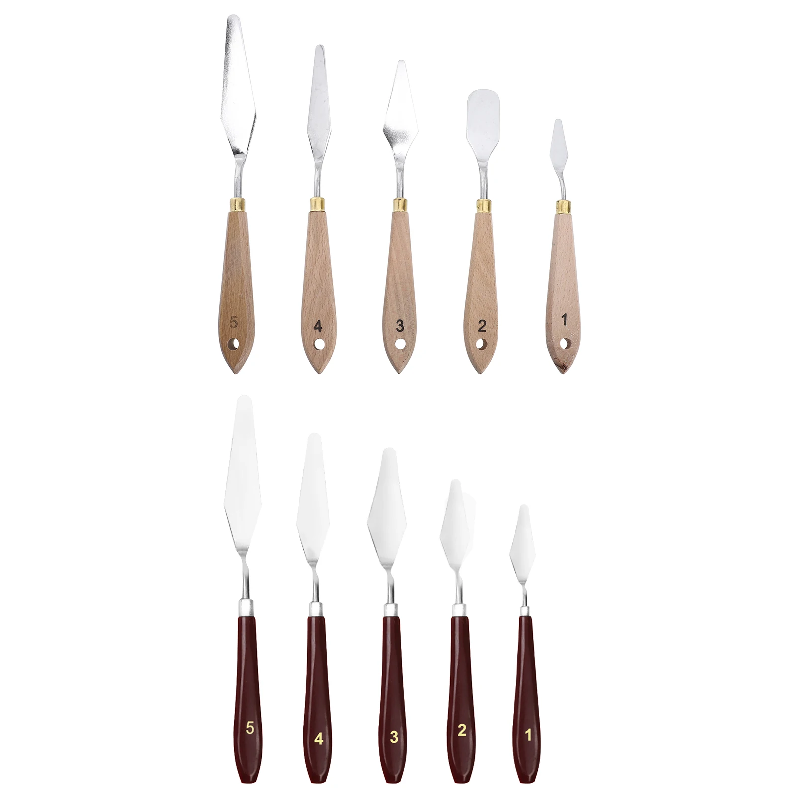 

10 Pcs Painting Oil Scraper Set Useful Mixing Wood Color Spreading Handle Knives