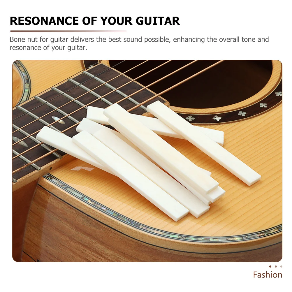 

10pcs Bone Natural For Acoustic Electric Bone Nut Bass Gadgets Classical Guitar Replacement Guitar Accessories