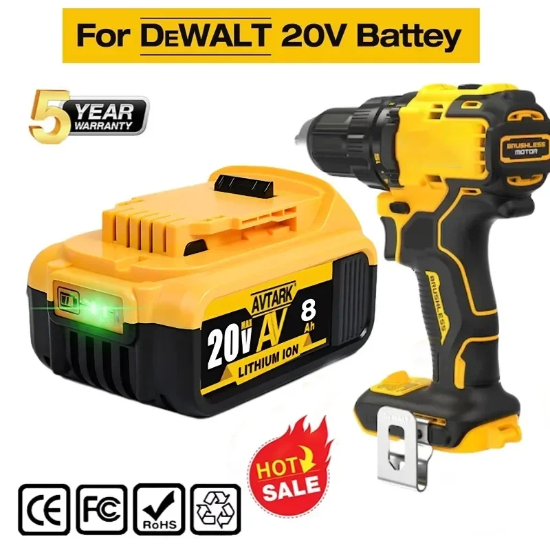 

NEW 1～2Pack For DeWalt DCB201 20V 20 Volt Max 12.0AH Lithium Battery DCB206-2 DCB205-2 DCB181 DCB182 DCB206