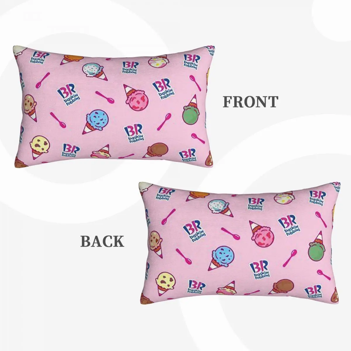 Baskin Robbins Ice Cream Rectangle Pillowcase Cushion Cover Decorative Bedroom Bed Home Comfort Throw Pillow