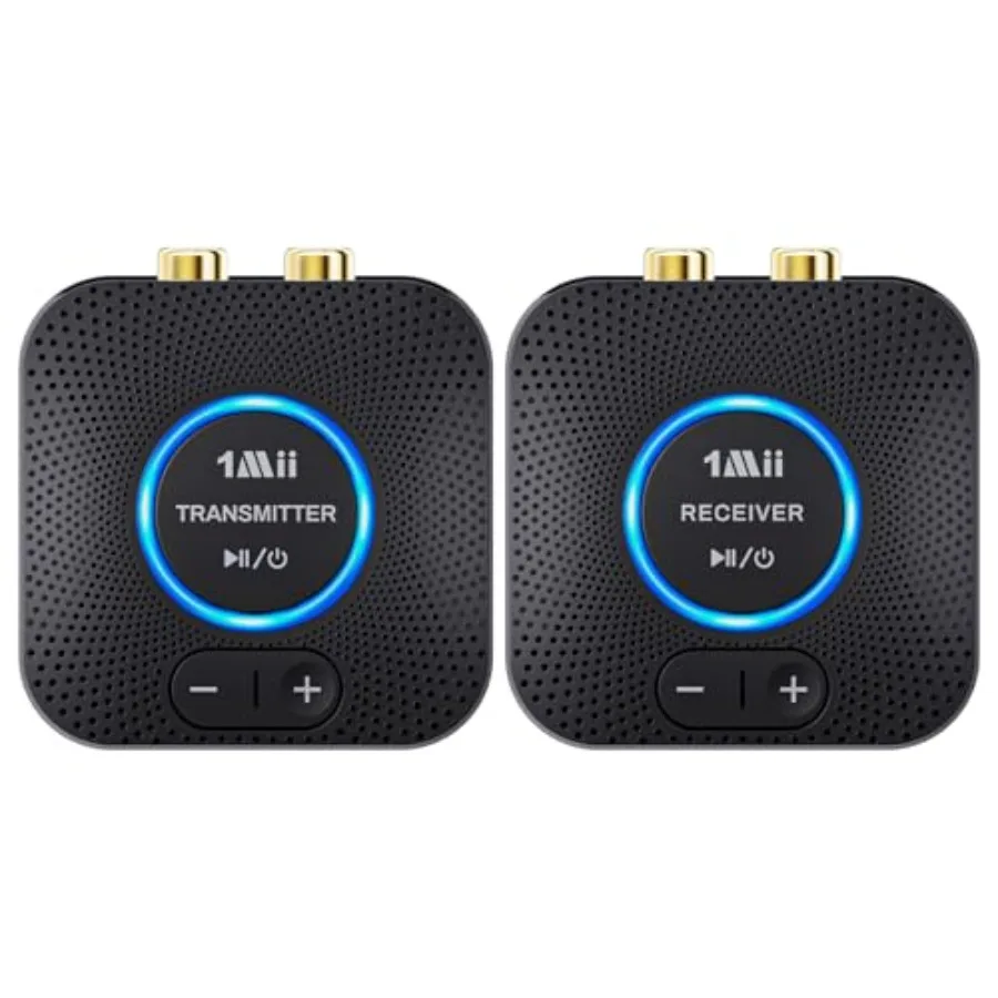 2.4GHz Wireless Audio Transmitter Receiver Set 1 TX+1 RX for TV, 262Ft/80M Long Range 25ms Low Latency with AUX RCA in/Out, Wir