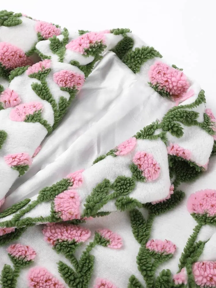 

Женская куртка с 3D-принтом в виде цветов, с отложным воротником, карманами, новая верхняя одежда, женская, оверсайз, модная, повседневная, шикарная, для женщин