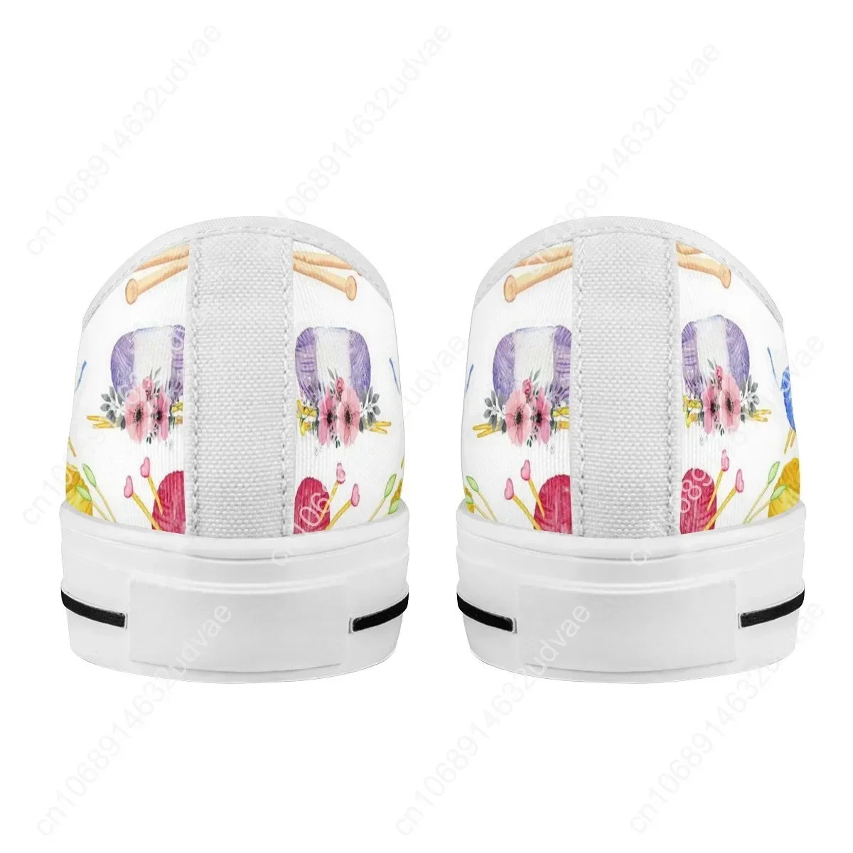 Love Sewing Women's Vulcanized Canvas White Sneakers Flat Shoes