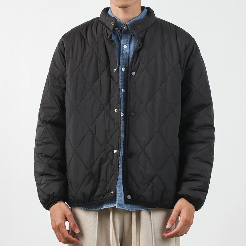Dudiets Lingge-Veste de Baseball en Coton Cousue pour Homme, Vêtement Vintage, Solide, Épais, Col Montant, Imbibé, Hiver