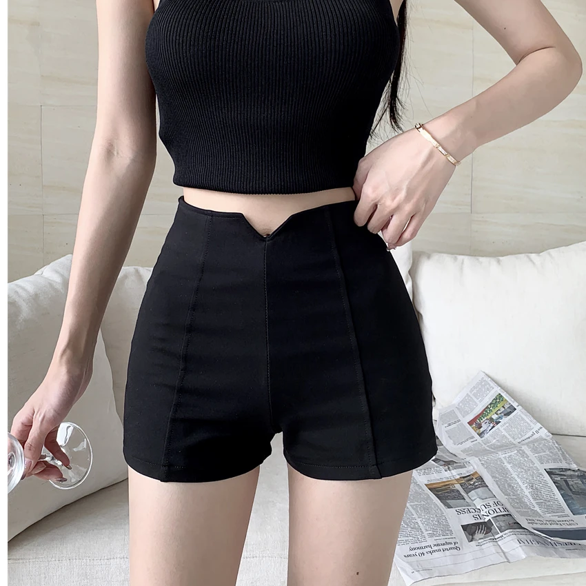 Pantalon ort blanc épicé pour fille, taille haute, coupe serrée, coréen, élastique, amincissant, couvrant les fesses, pantalon thermique, été