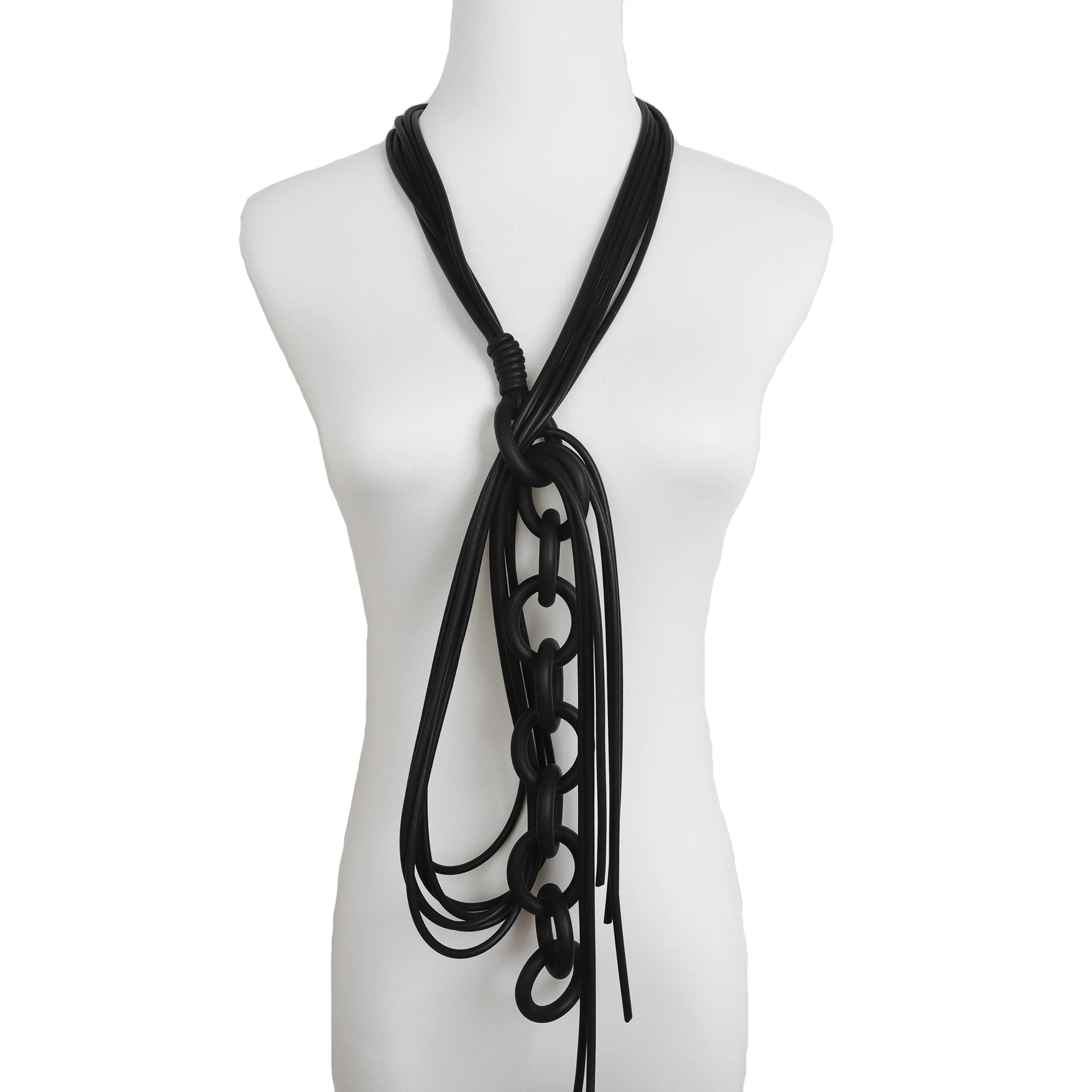 UKEBAY New Black Round Rope Pendant Necklace Rubber Chain Multifunctional Wear Fashion Design Necklace Holiday Gift New Gothic