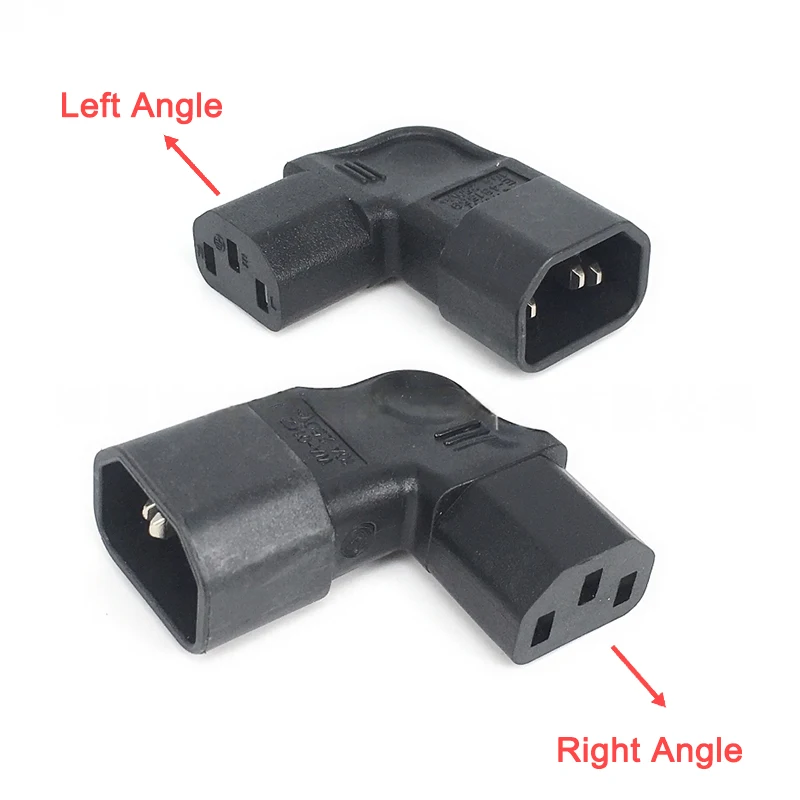 IEC 320 C14 to C13 Left Right Angle AC Adapter IEC 3Pole IEC 320 3pin Male to Female extend 90 Degree Down Up Angle AC converter