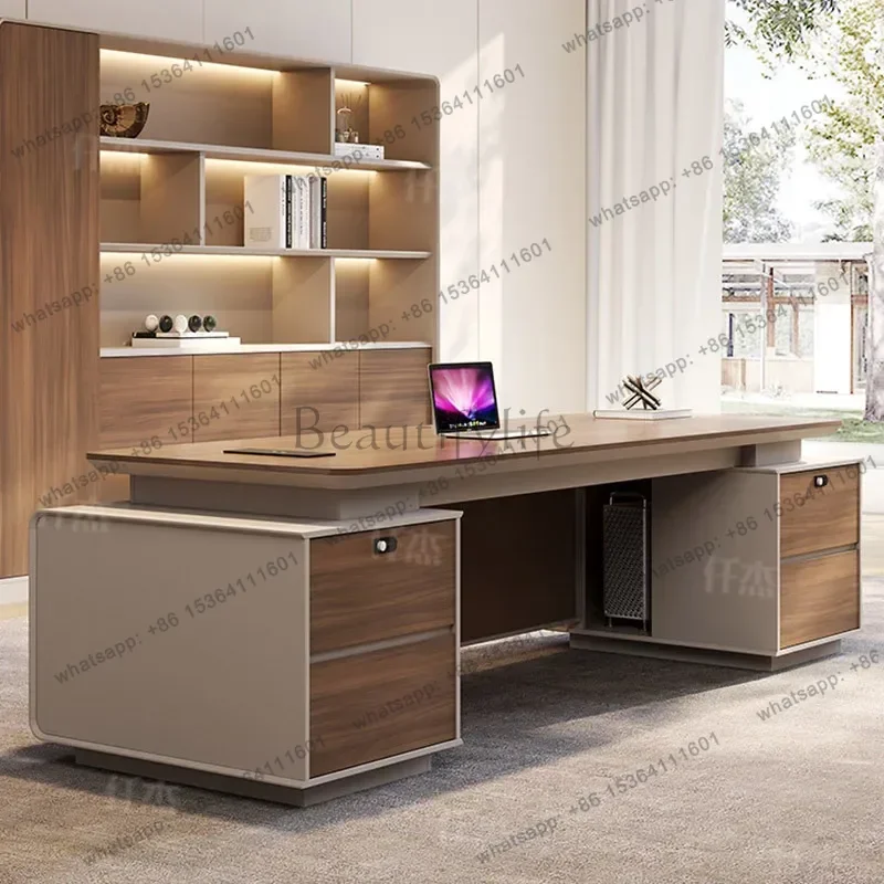PG European Aesthetic Office Desk Wooden Modern Computer Decoration Design Office Desk Drawer Storage Scrivania Salon Furniture