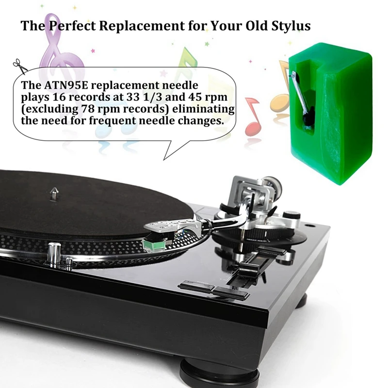 Stylus pengganti untuk Audio Technica AT95E ATN95E AT93 AT3400 AT3450 LP Phonograph aksesori meja putar