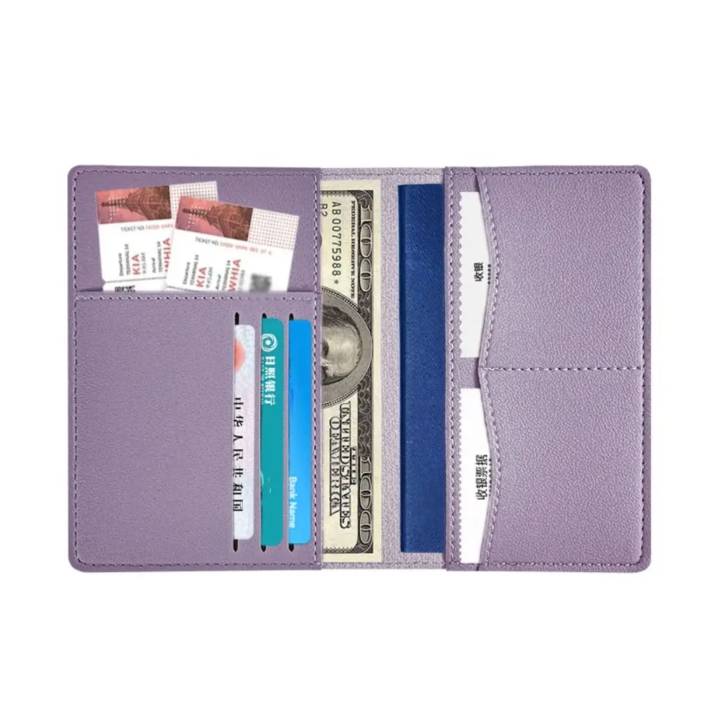New Travel PU Passport Cover Multi-function Multiple Card Slots Passport Bag High-capacity Bussiness Passport Protective Cover